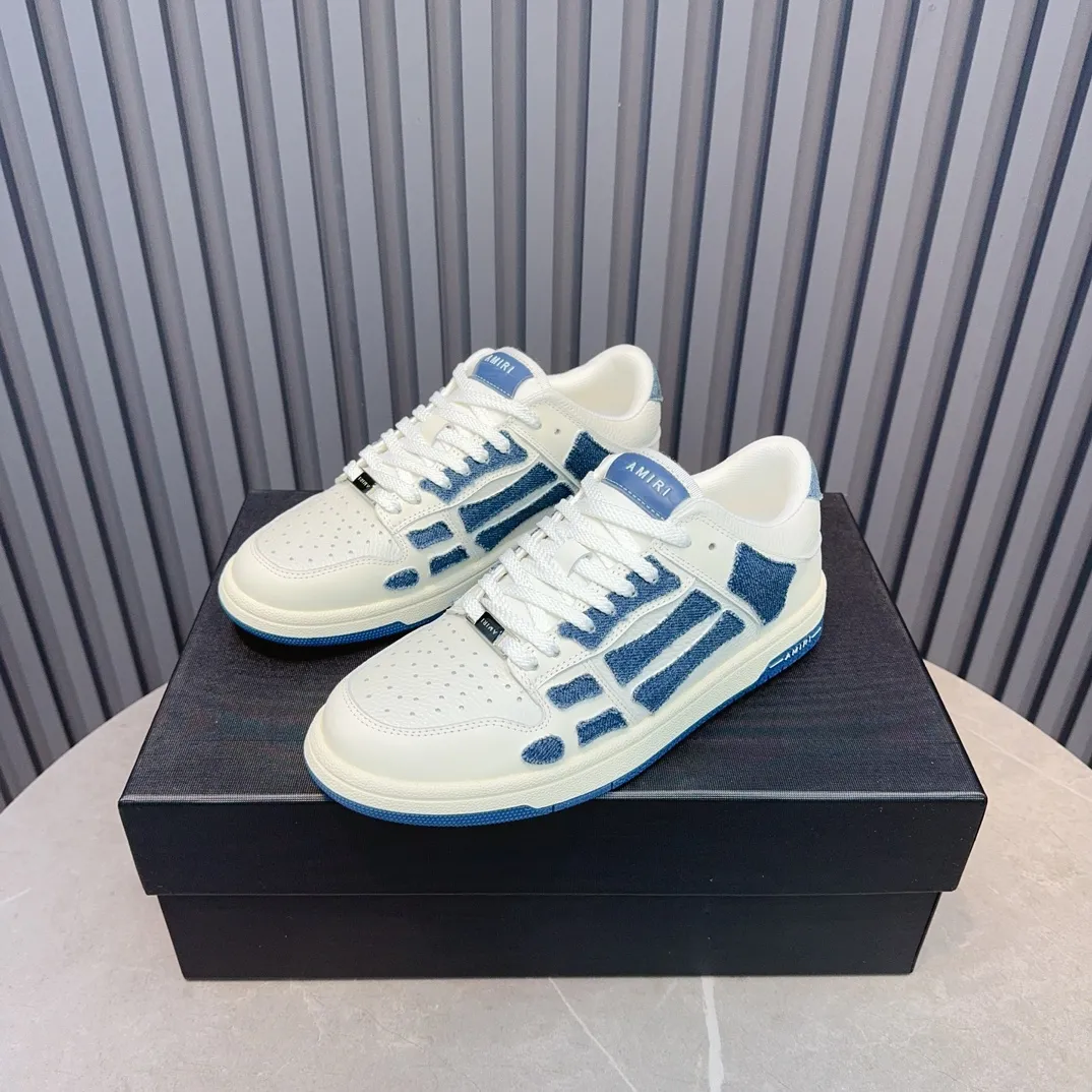 Men's men's shoes 💰600 AMIRI high street sneakers with bone sports shoes, toe layer cowhide upper, upper side bones, hand-stitched, good three-dimensional effect, customized metal LOGO, size 38-45 46